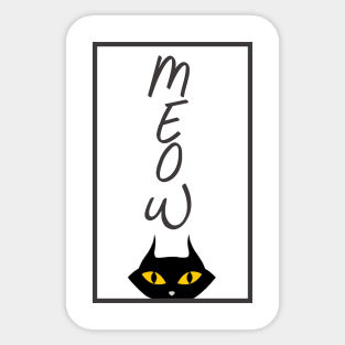 Meow Black Cat - Cat Lover Tshirt Sticker